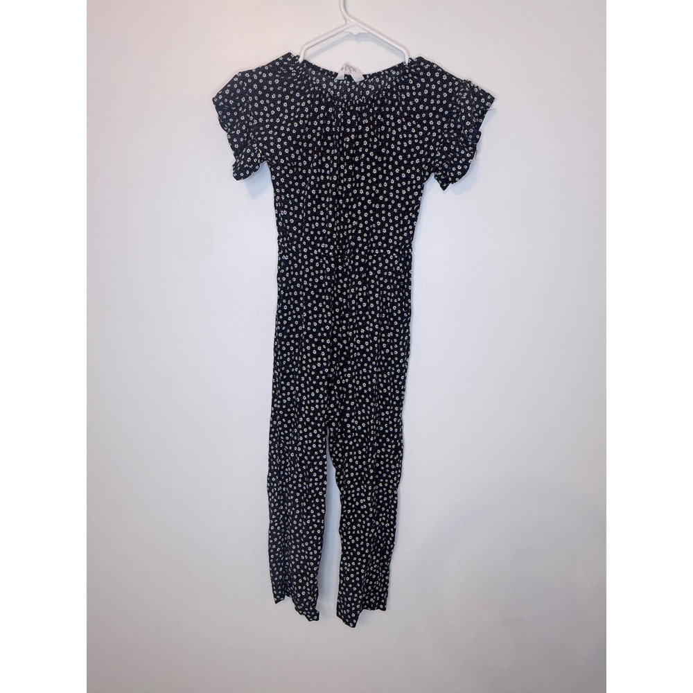 H&M Girls Black White Floral Daisy Jumpsuit Short Sleeve Romper Size 10